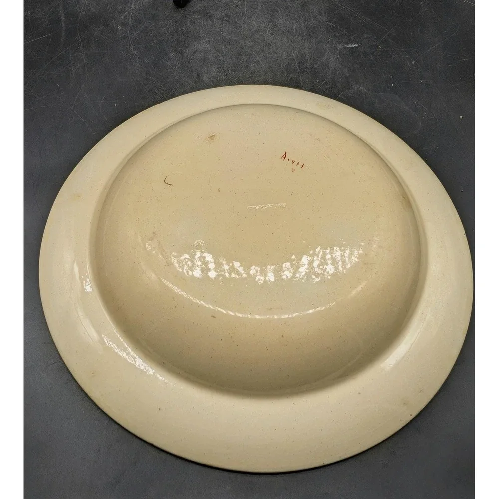 Antique‎ Wedgwood Bullfinch Ironstone Polychrome Floral Transferware Soup Bowl